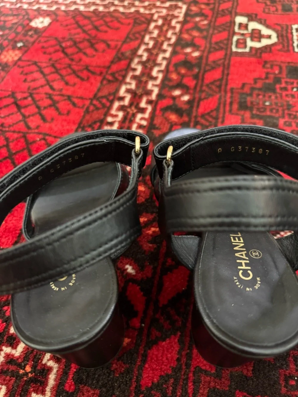 Chanel Women's Turnlock CC Logo Heeled Sandals Leather Neutral